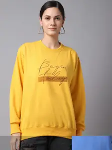 VIMAL JONNEY Women Pack of 2 Yellow Printed Sweatshirt