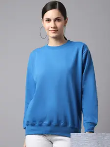 VIMAL JONNEY Women Pack Of 2 Blue & Grey Fleece Sweatshirt