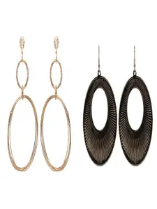 CHOCOZONE Girls Set Of 2 Gold-Toned Alloy Contemporary Drop Earrings