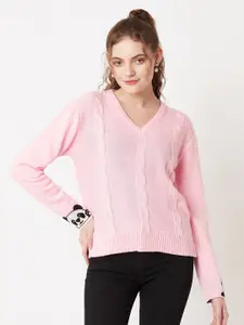 Miramor Women Pink Cable Knit Pullover