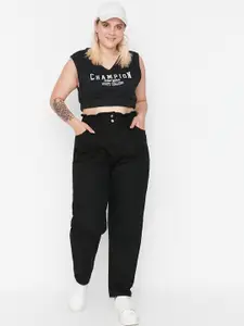 Trendyol Women Black Relaxed Fit Cotton Jeans