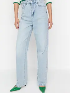 Trendyol Women Blue Heavy Fade Cotton  Jeans