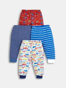 Hopscotch Hopscotch Boys Pack Of 4 All-Over Printed Pure Cotton Joggers Track Pants