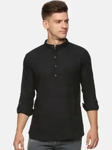 PAROKSH Men Black Solid Cotton Kurta