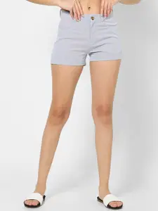 VASTRADO Women Blue Cotton Denim Shorts