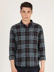 Lee Men Black Comfort Tartan Checks Cotton Casual Shirt