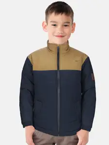 Gini and Jony Boys Navy Blue Khaki Colourblocked Padded Jacket