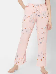 SDL by Sweet Dreams Women Peach-Coloured Printed Lounge Pants