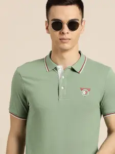 Being Human Men Olive Green Polo Collar T-shirt