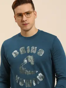 Being Human Men Brand Logo Printed Pure Cotton Sweatshirt