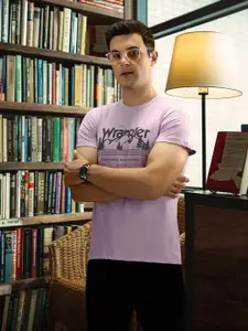 Wrangler Men Purple Typography Printed T-shirt