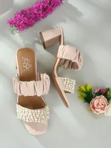 Zebba Women Peach-Coloured Block Sandals