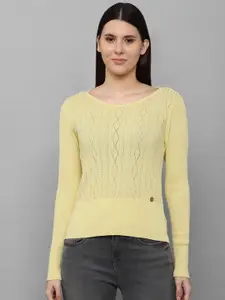 Allen Solly Woman Yellow Open Knit Pullover