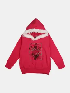 V-Mart Boys Fuchsia Embroidered Hooded Sweatshirt