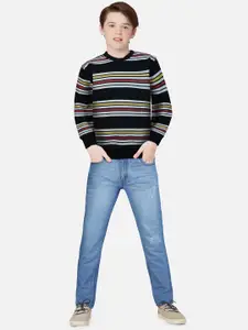 Gini and Jony Boys Black Striped Sweatshirt