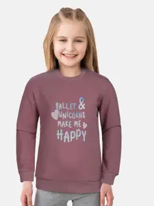 Gini and Jony Girls Maroon Printed Fleece Sweatshirt