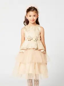 One Friday Girls Beige Fit & Flare Dress