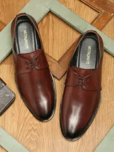 MUTAQINOTI Men Brown Solid Derby Shoes