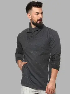 Campus Sutra Men Grey Cowl Neck Sweatshirt