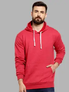 Campus Sutra Men Maroon Solid Hooded Sweatshirt