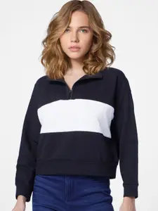 ONLY Women Black Colourblocked Sweatshirt