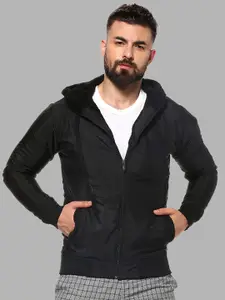 Campus Sutra Men Black Lightweight Windcheater Bomber Jacket