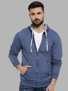 Campus Sutra Men Blue Hooded Cotton Sweatshirt