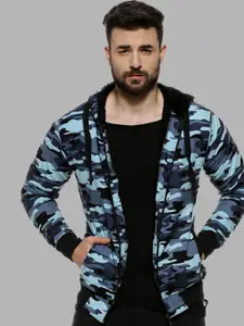 Campus Sutra Men Blue Windcheater Outdoor Sporty Jacket