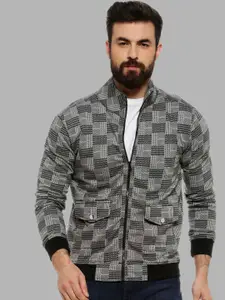 Campus Sutra Men Grey Windcheater Outdoor Biker Jacket