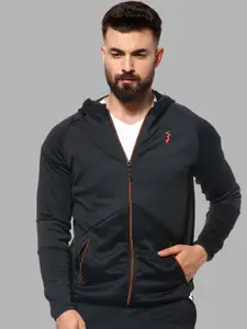 Campus Sutra Men Black Outdoor Sporty Jacket