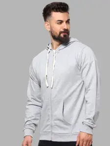 Campus Sutra Men Grey Hooded Cotton Sweatshirt