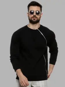 Campus Sutra Men Black Solid Sweatshirt