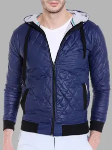 Campus Sutra Men Blue Windcheater Outdoor Quilted Jacket