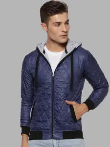 Campus Sutra Men Blue Black Windcheater Outdoor Quilted Jacket