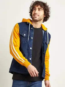 Campus Sutra Men Blue Windcheater Denim Jacket