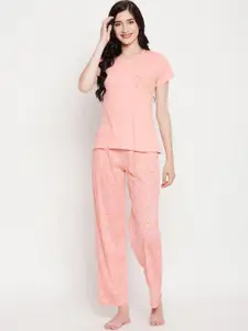 Clovia Clovia Women Pink Pure Cotton Night suit