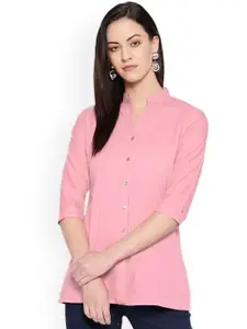 Vastraa Fusion Comfort Mandarin Collar Pure Cotton Casual Shirt