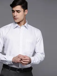 Raymond Men White Pure Cotton Slim Fit Checked Formal Shirt