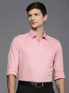 Raymond Pure Cotton Self Design Textured Slim Fit Opaque Formal Shirt