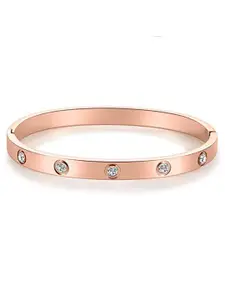 Designs By Jewels Galaxy Women Rose American Diamond Rose Gold-Plated Bangle-Style Bracelet