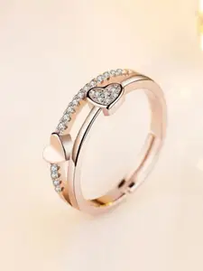 Designs By Jewels Galaxy Women Rose Gold-Plated & CZ-Studded  Finger Ring