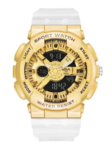 V2A Men Gold-Toned Dial & White Analogue Multi Function Watch V2A-ADM8006
