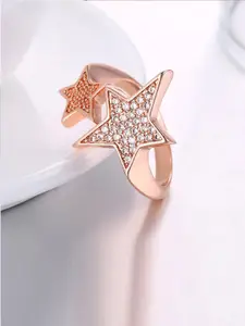 Designs By Jewels Galaxy Rose Gold-Plated Rose Gold-Toned Adjustable Finger  Ring