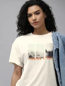The Roadster Life Co. Graphic Printed Drop-Shoulder Sleeves Boxy Longline T-shirt