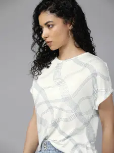 The Roadster Lifestyle Co. Women Printed Extended Sleeves Boxy T-shirt