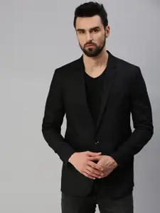 SHOWOFF Men Black Solid Single-Breasted Blazers