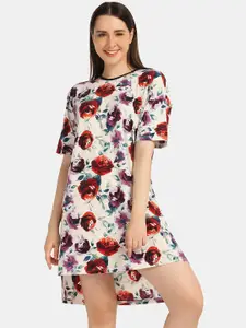 Da Intimo Floral Printed Cotton Lycra T-Shirts Nightdress