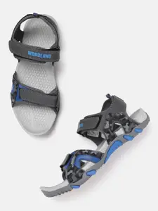 Woodland Men Grey & Blue Solid Sports Sandals