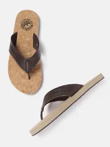 Woodland Men Brown Solid Leather Comfort Sandals