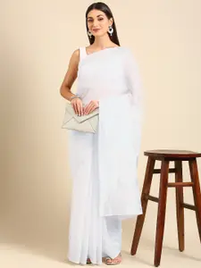 Anouk White Woven Design Silk Cotton Chanderi Saree